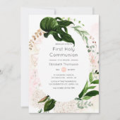 Invitation Rose Gold Blush Geometric Greenery Première Commun (Devant)