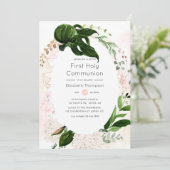 Invitation Rose Gold Blush Geometric Greenery Première Commun (Debout devant)