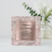 Invitation Rose Gold Blush Holo Diamond Stud Foil Anniversair (Debout devant)