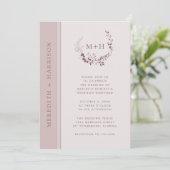 Invitation Rose Gold Blush Monogram Tout en Un Mariage (Debout devant)