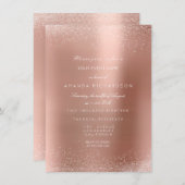 Invitation Rose Gold Blush Paillettes Étincelle Sable Mariage (Devant / Derrière)