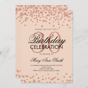 Invitation Rose Gold Blush Parties scintillant Confetti 30e a