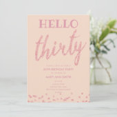Invitation Rose Gold Blush Parties scintillant "Hello Thirty" (Debout devant)