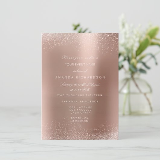 Invitation Rose Gold Blush Parties scintillant Spark nuptiale (Debout devant)