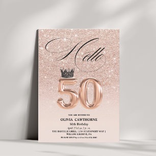 Invitation Rose Gold Blush photo élégant pour 50e anniversair