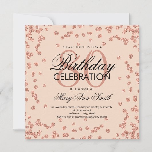 Invitation Rose Gold Blush Pink 80e Parties scintillant anniv (Devant)