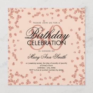 Invitation Rose Gold Blush Pink 80e Parties scintillant anniv