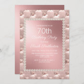 Invitation Rose Gold Blush Pink Blanc 70e fête d'anniversaire (Devant / Derrière)