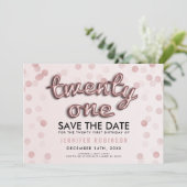 Invitation Rose Gold Blush Pink Parties scintillant 21e anniv (Debout devant)