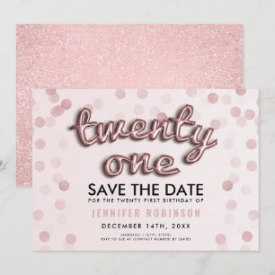 Invitation Rose Gold Blush Pink Parties scintillant 21e anniv