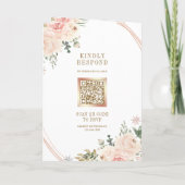Invitation Rose Gold Blush Rose Florale Code QR Mariage (Dos)