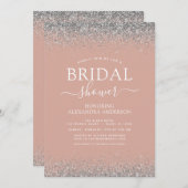 Invitation Rose Gold Blush rose Parties scintillant argent Mo (Devant / Derrière)