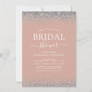 Invitation Rose Gold Blush rose Parties scintillant argent Mo