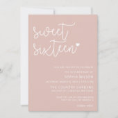 Invitation Rose Gold Blush Script Sweet 16 Anniversaire Photo (Devant)