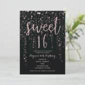 Invitation Rose Gold Blush Sweet 16 po Enchanted Star Lights (Debout devant)