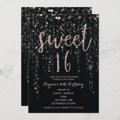 Invitation Rose Gold Blush Sweet 16 po Enchanted Star Lights (Devant / Derrière)