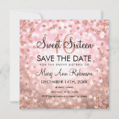 Invitation Rose Gold Blush Sweet 16 Seize Parties scintillant (Devant)