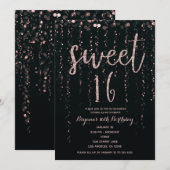 Invitation Rose Gold Blush Sweet Enchanted Star Lights 16 (Devant / Derrière)
