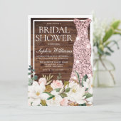 Invitation Rose Gold Blush White Bordure Fête des mariées rus (Debout devant)