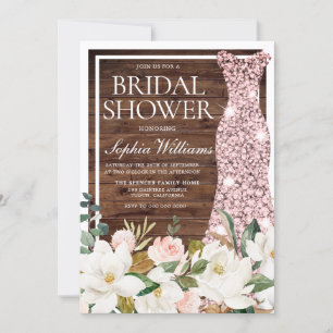 Invitation Rose Gold Blush White Bordure Fête des mariées rus