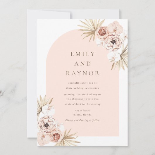 Invitation Rose Gold Boho Beach Mariage (Devant)