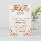 Invitation Rose Gold Boho Floral Mariage pakistanais (Debout devant)