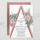 Invitation Rose Gold Boho Floral Triangle Bachelorette Party (Devant / Derrière)