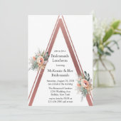 Invitation Rose Gold Boho Floral Triangle Bridesmaids Déjeune (Debout devant)