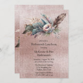 Invitation Rose Gold Boho Floral Triangle Bridesmaids Déjeune (Devant / Derrière)