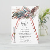 Invitation Rose Gold Boho Floral Triangle Brunch & Bubbly (Debout devant)