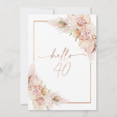 Invitation Rose Gold Boho sec Floral 40e anniversaire (Dos)