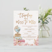 Invitation Rose Gold Boho Voyager Mlle à Mme Fête des mariées (Debout devant)