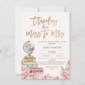Invitation Rose Gold Boho Voyager Mlle à Mme Fête des mariées (Devant)