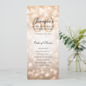 Invitation Rose Gold Bokeh 60th Birthday Program avec menu (Debout devant)