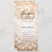 Invitation Rose Gold Bokeh 60th Birthday Program avec menu (Devant / Derrière)