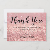 Invitation Rose Gold Bokeh Lumières Sweet 16 Note de Remercie (Devant)
