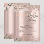 Invitation Rose Gold Border Brunch & Bubbly Fête des mariées (Devant / Derrière)