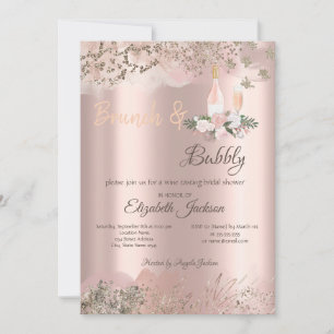 Invitation Rose Gold Border Brunch & Bubbly Fête des mariées