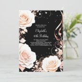 Invitation Rose Gold Botanical Adulte 40e Anniversaire (Debout devant)