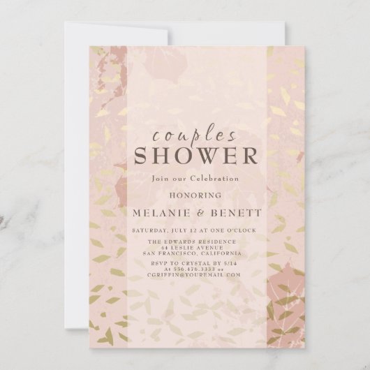 Invitation Rose Gold Botanical Couples Douche (Devant)
