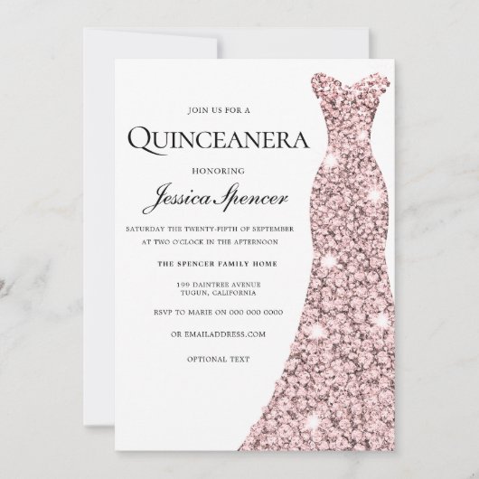 Invitation Rose Gold & Bourgogne Velvet Quinceanera Invitatio (Devant)