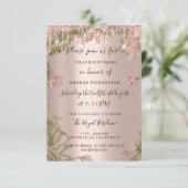 Invitation Rose  Gold Bridal Mariage Floral (Debout devant)
