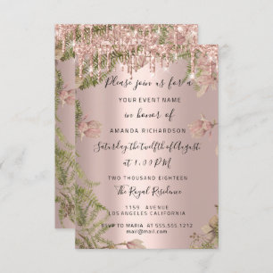 Invitation Rose  Gold Bridal Mariage Floral