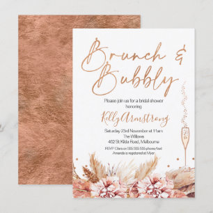 Invitation Rose Gold Brunch Bubbly Boho Fête des mariées