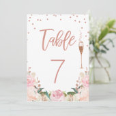 Invitation Rose Gold Brunch Bubbly Fête des mariées Numéro de (Debout devant)