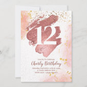 Invitation Rose Gold Brushstroke 12ème anniversaire Invitatio (Devant)