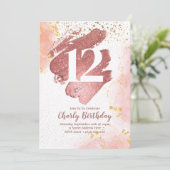 Invitation Rose Gold Brushstroke 12ème anniversaire Invitatio (Debout devant)