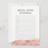 Invitation Rose Gold Brushstroke Brid Word Scramble Jeu (Devant)