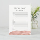 Invitation Rose Gold Brushstroke Brid Word Scramble Jeu (Debout devant)