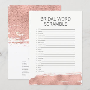 Invitation Rose Gold Brushstroke Brid Word Scramble Jeu